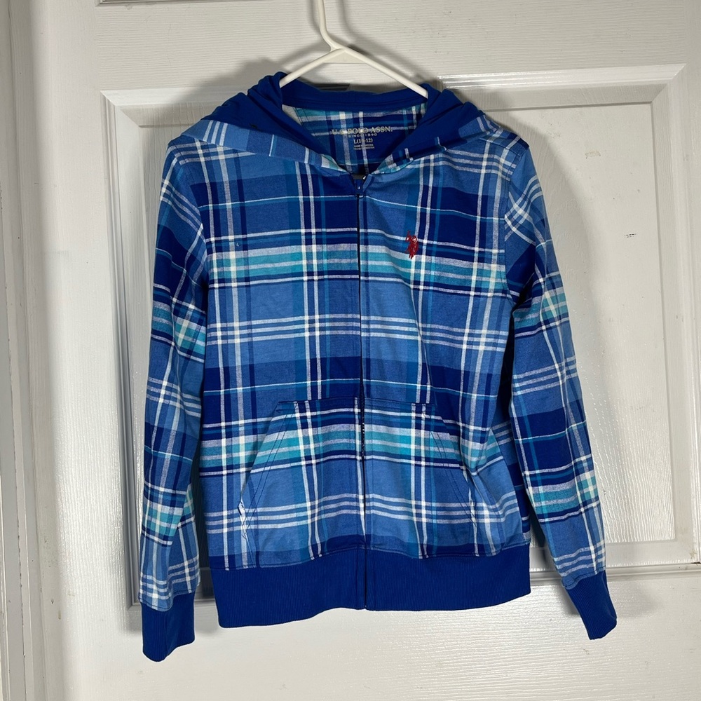 U.S. Polo Assn. Kids Blue Checkered Hoodie